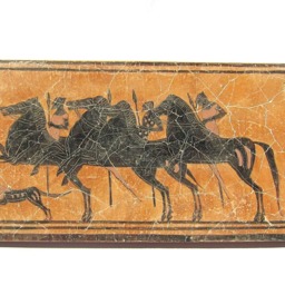 Black Figure Greek Hunters Fresco Painting , Museum Quality Art Gift For Him - thumbnail 2