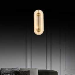 White Marble Led Wall Sconce - Brushed Brass Modern Lighting - thumbnail 2