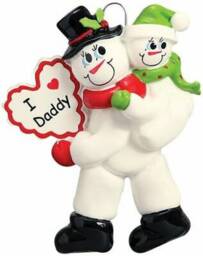 Personalized Snowman Dad Ornament, Christmas Family Tree Decoration - thumbnail 1