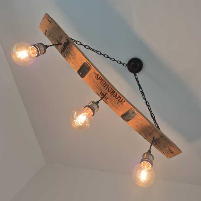 Springbank Whisky Barrel Stave Pendant Light - Rustic Scotch Chandelier For Kitchen, Farmhouse, Bar - image 1