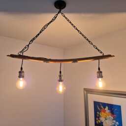 Springbank Whisky Barrel Stave Pendant Light - Rustic Scotch Chandelier For Kitchen, Farmhouse, Bar - thumbnail 3