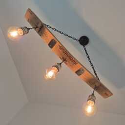 Springbank Whisky Barrel Stave Pendant Light - Rustic Scotch Chandelier For Kitchen, Farmhouse, Bar - thumbnail 1