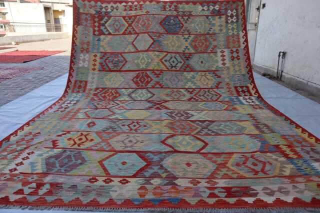 8x11 Tribal Kilim Rug, Afghan Flatweave Area Brand Chubi Maimana New Kilim, Oriental Turkmen Rug For Bedroom, Livingroom - image 1