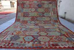 8x11 Tribal Kilim Rug, Afghan Flatweave Area Brand Chubi Maimana New Kilim, Oriental Turkmen Rug For Bedroom, Livingroom - thumbnail 1