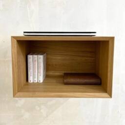 Oak Nightstand, Floating Wall Mounted Nightstand With Drawer, Bookshelf Hanging Book Shelves For Bedroom, Bedside Table - thumbnail 2