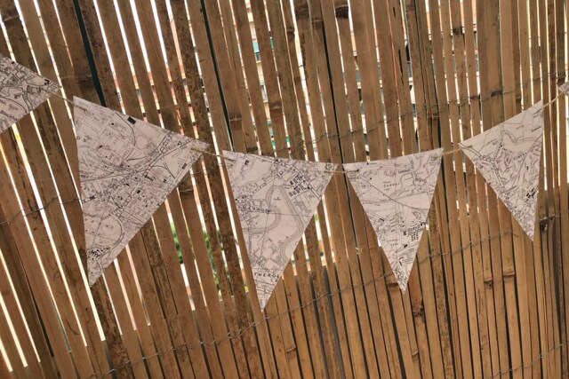 Glasgow Bunting - Paper Triangle Garland With 10 Flags From A Vintage Atlas - image 1