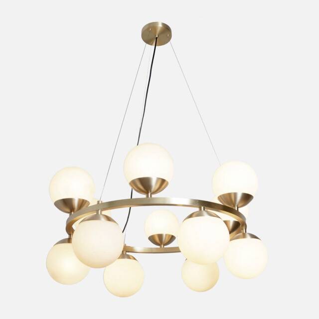 Mid Century Globe Chandelier, Handmade Brass Pendant Light, Carousel Design - image 1