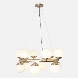 Mid Century Globe Chandelier, Handmade Brass Pendant Light, Carousel Design - thumbnail 3