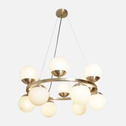 Mid Century Globe Chandelier, Handmade Brass Pendant Light, Carousel Design - thumbnail 1