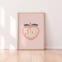 Peachy Print - Minimalist Prints, Bathroom Print, Colourful Wall Art, Toilet Room Gallery A5 A4 A3 Prints - thumbnail 1