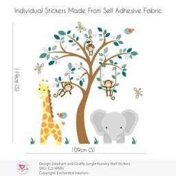 Jungle Nursery Wall Decals Giraffe, Elephant, Monkey Tree Mural - thumbnail 2