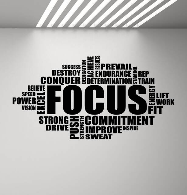 Focus Wall Decal Motivational Sign Gym Quote Word Cloud Poster Fitness Sport Gift Vinyl Sticker Inspirational Decor Home Art Print G857 - image 1