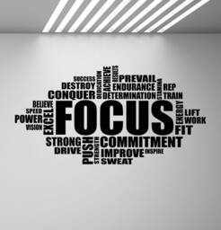 Focus Wall Decal Motivational Sign Gym Quote Word Cloud Poster Fitness Sport Gift Vinyl Sticker Inspirational Decor Home Art Print G857 - thumbnail 1
