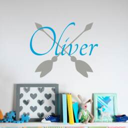 Name Wall Decal - Boy Girls Arrow Boho Nursery Decor Crib Ba60 - thumbnail 1