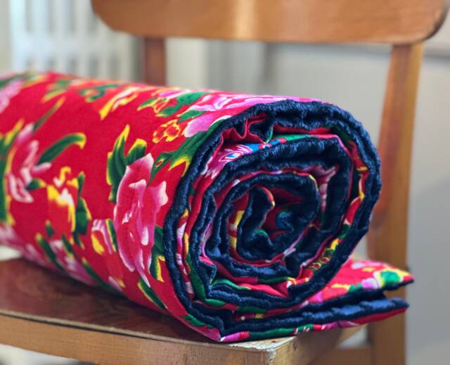 Peony-Themed Throw, Bed Runner, Or Sofa Cushion, Padded in Cotton & Minky Fabric, 10 Sizes - image 1