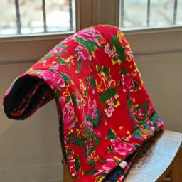 Peony-Themed Throw, Bed Runner, Or Sofa Cushion, Padded in Cotton & Minky Fabric, 10 Sizes - thumbnail 3