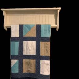 Rustic Towel Rack With Shelf Quilt Blanket Hanger - thumbnail 4