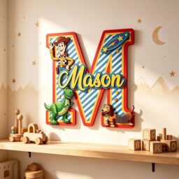 Personalized Toy Story Nursery Name Sign, Custom Letter Wall Art, Woody Rex Slinky Kids Room Decor, Wooden Bedroom Plaque - thumbnail 3