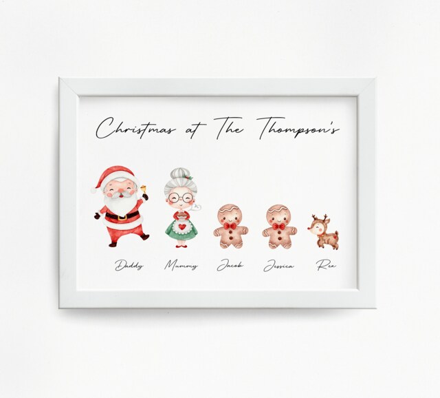 Personalized Family Christmas Print, Custom Holiday Wall Art - image 1