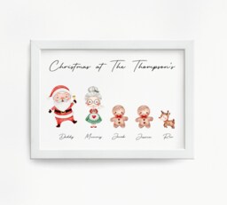 Personalized Family Christmas Print, Custom Holiday Wall Art - thumbnail 1