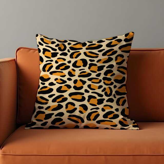 Wild Jungle Cushion Cover With Black & Tan Spot Pattern, Bold Leopard Print Pillow Case, Safari Throw Cover, Animal Home Decor - image 1