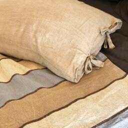 King Size Throw, Striped Linen Bed Cover, Natural Textured Blanket, Daybed Blanket, Summer Blanket - thumbnail 3
