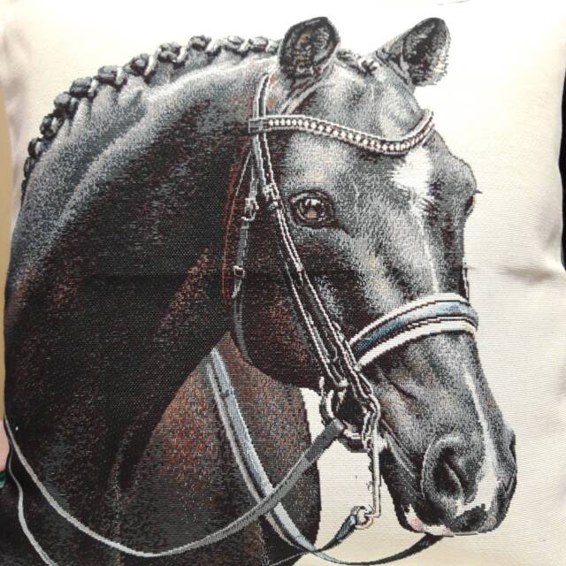 Jacquard Tapestry Cushion Cover Placed Horse Pattern 45x45 cm Trendy Interior Decoration - Decorative Housewarming Birthday - image 1