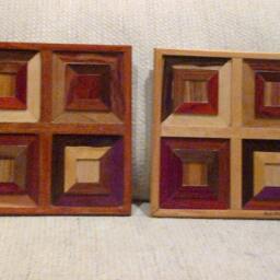 Wood Wall Art Sculpture Featuring A Variety Of Exotic Wood Pieces in Geometric Array - thumbnail 2