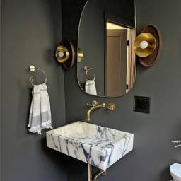 Walnut & Brass Dome Wall Sconce - Ellipse Hallway Light Fixture - thumbnail 3