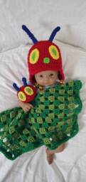 Crochet Caterpillar Lovey - Baby's Security Blanket Baby Shower Gift Hungry - thumbnail 4