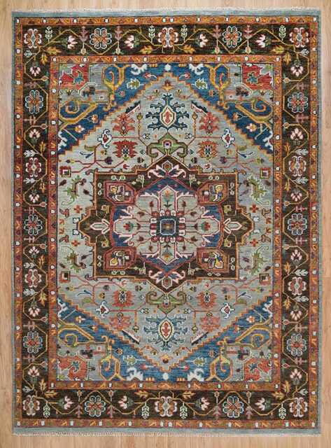 Silver Oushak Wool Rug, Traditional Medallion Design, Handmade C_3213 - image 1