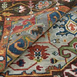 Silver Oushak Wool Rug, Traditional Medallion Design, Handmade C_3213 - thumbnail 2