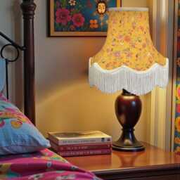 Ochre Butterfly Floral Lampshade With Antique Gold Fringe Handmade For Ceiling Lights, Table & Floor Standard Lamp Shades, Wall Lights - thumbnail 2
