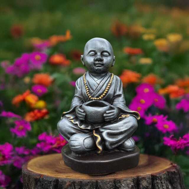 Concrete Baby Buddha Statue Stone Sitting Figurine Zen Meditation Sculpture Cement Outdoor Decor Lover Gift Lawn Ornament - image 1