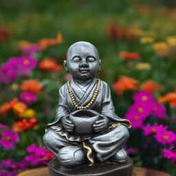 Concrete Baby Buddha Statue Stone Sitting Figurine Zen Meditation Sculpture Cement Outdoor Decor Lover Gift Lawn Ornament - thumbnail 3