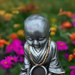 Concrete Baby Buddha Statue Stone Sitting Figurine Zen Meditation Sculpture Cement Outdoor Decor Lover Gift Lawn Ornament - thumbnail 4