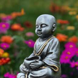 Concrete Baby Buddha Statue Stone Sitting Figurine Zen Meditation Sculpture Cement Outdoor Decor Lover Gift Lawn Ornament - thumbnail 2