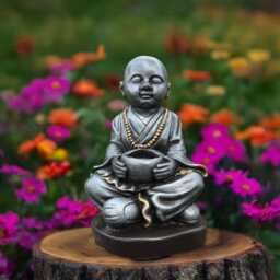 Concrete Baby Buddha Statue Stone Sitting Figurine Zen Meditation Sculpture Cement Outdoor Decor Lover Gift Lawn Ornament - thumbnail 1