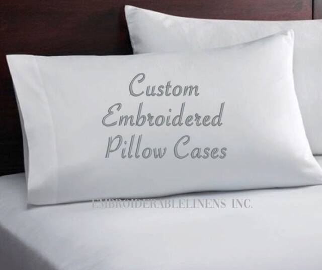 Custom Embroidered Pillowcases, Personalized Word Gift - image 1