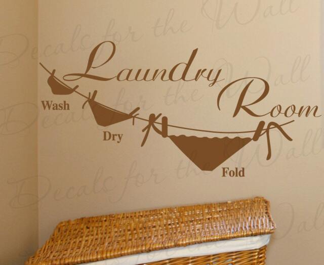 Laundry Room Wash Dry Fold Cleaning Clothes Mom Quote Sticker Graphic Adhesive Vinyl Wall Decal Lettering Art Decor Decoration La19 - image 1