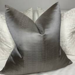 Momentum Accent Fabric By Harlequin Grey Steel - Beige Satin Weave Luxury Cushion Cover