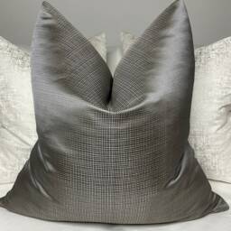 Momentum Accent Fabric By Harlequin Grey Steel - Beige Satin Weave Luxury Cushion Cover - thumbnail 4