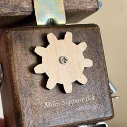 Handmade Wooden Robot Toy Steampunk Desk Decor, College Student Gift - thumbnail 4