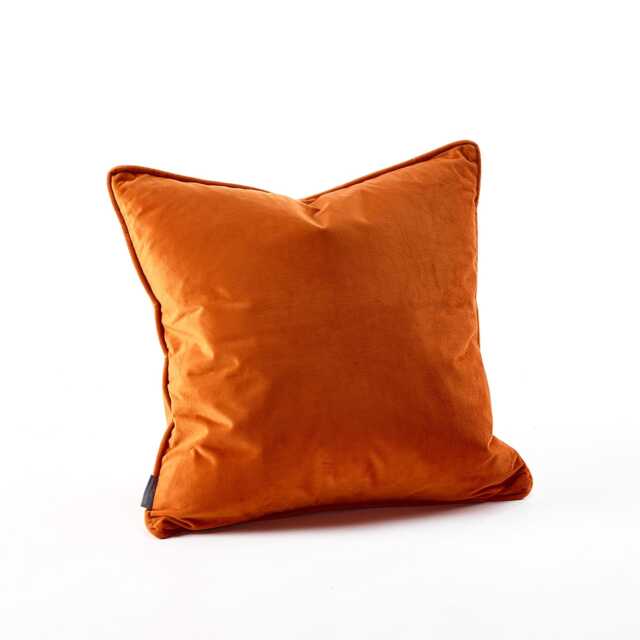 Orange Velvet Cushion Boutique Feather Filled Pillow - 45 X 45cm - image 1