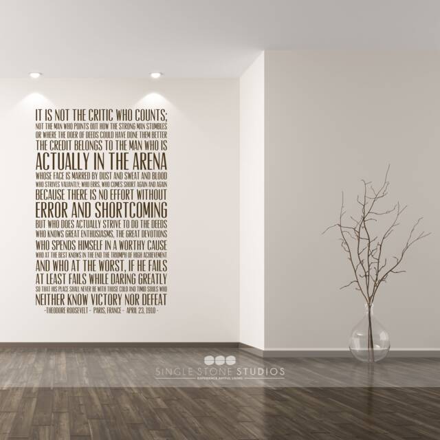 The Man in Arena Quote Wall Decal - Business Office Vinyl Words - image 1