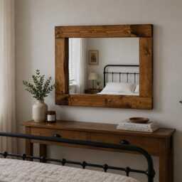 Entryway Mirror With Shelf - Rustic Handmade Wall - thumbnail 3