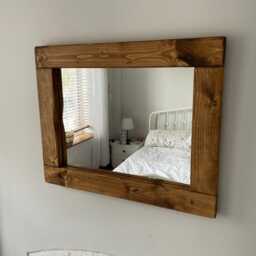Entryway Mirror With Shelf - Rustic Handmade Wall - thumbnail 4