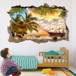 Pirate Ship Treasure Island Wall Sticker Mural Decal Poster Print Art Home Decor Fantasy Bd59 - thumbnail 3