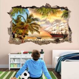 Pirate Ship Treasure Island Wall Sticker Mural Decal Poster Print Art Home Decor Fantasy Bd59 - thumbnail 2