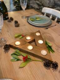 Sale - Seconds Handcrafted Rustic Wooden Tealight Holder Candleholder Christmas Candles Pallet Wood Table Centrepiece - thumbnail 1